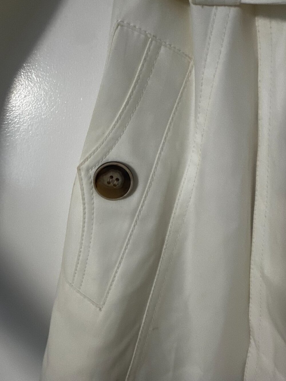 Nordstrom- Gallery Cream Ivory Belted Trench Coat Size Large - Picture 3 of 5